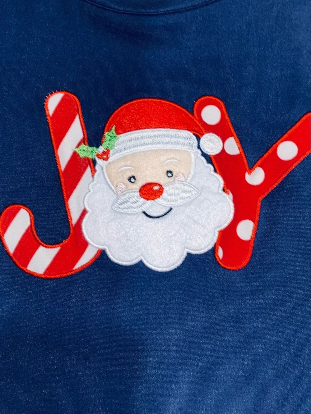 Rare Too! Christmas “JOY” Santa Blue Tunic and Red Polka Dot Pant Set 4T